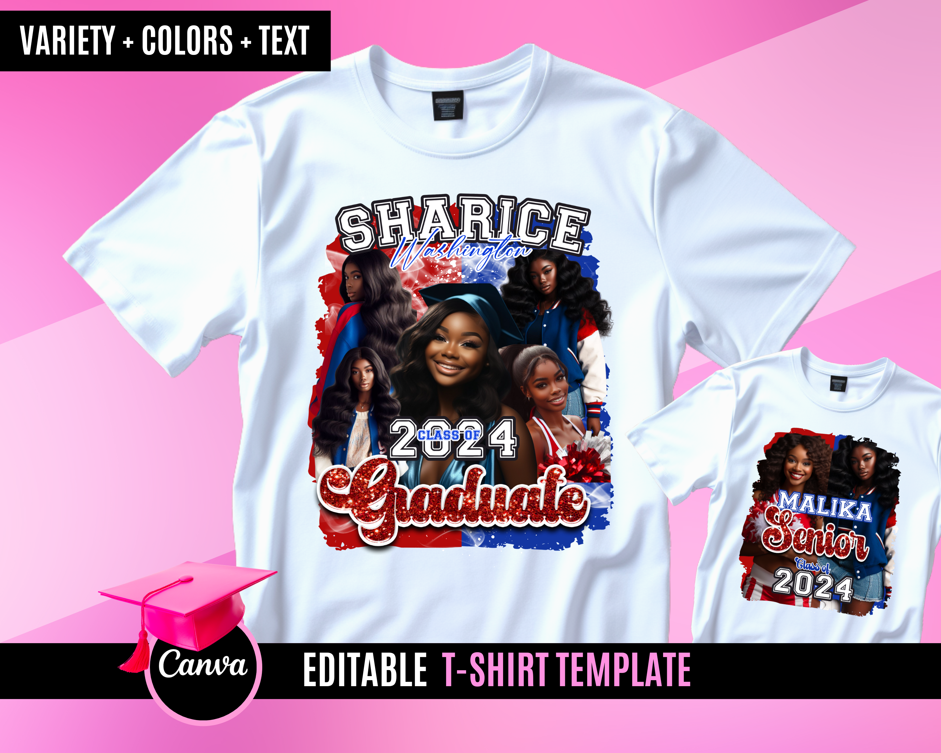 Graduation TShirt Template - Red and Blue