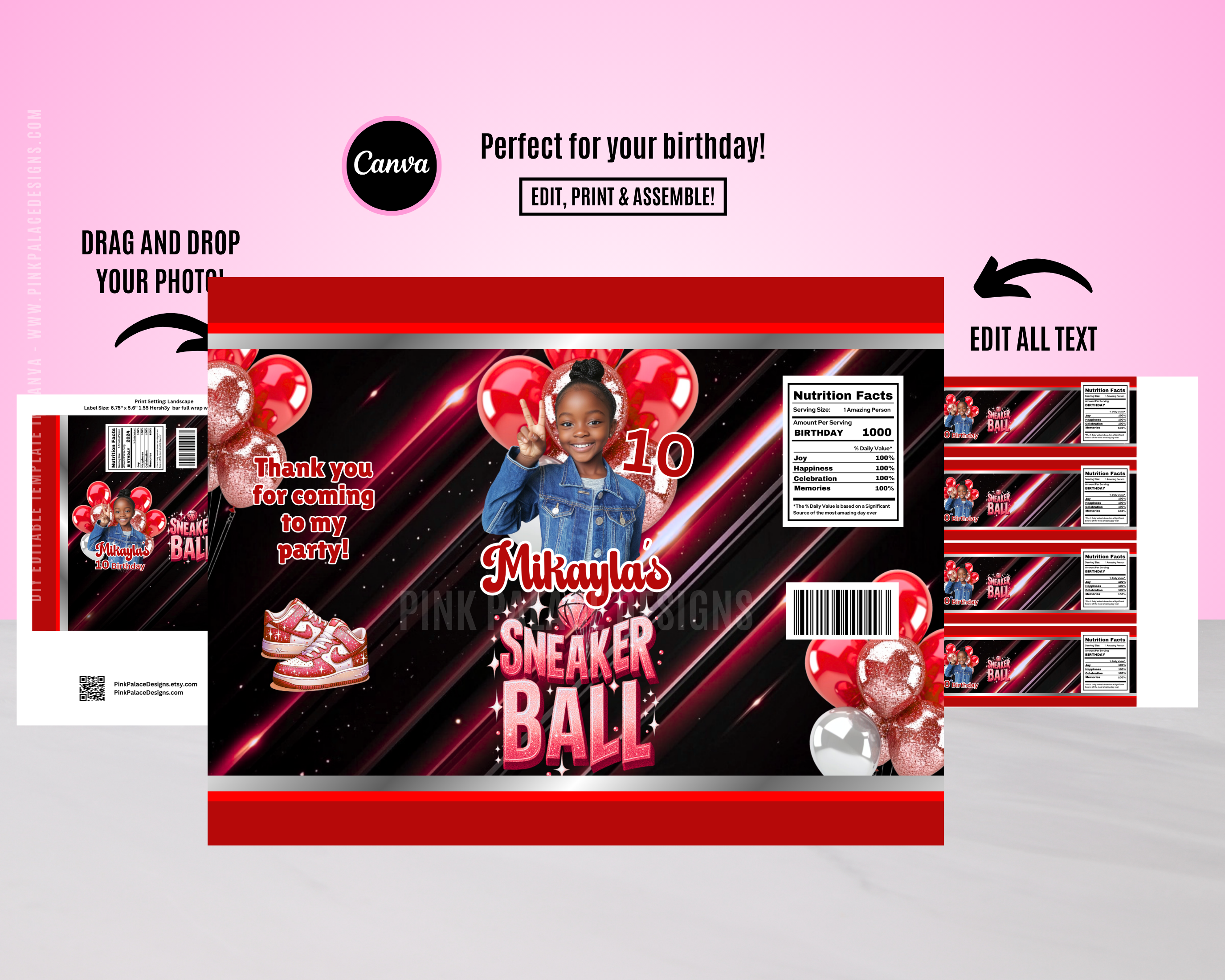 Sneaker ball Party Favor Bundle Red