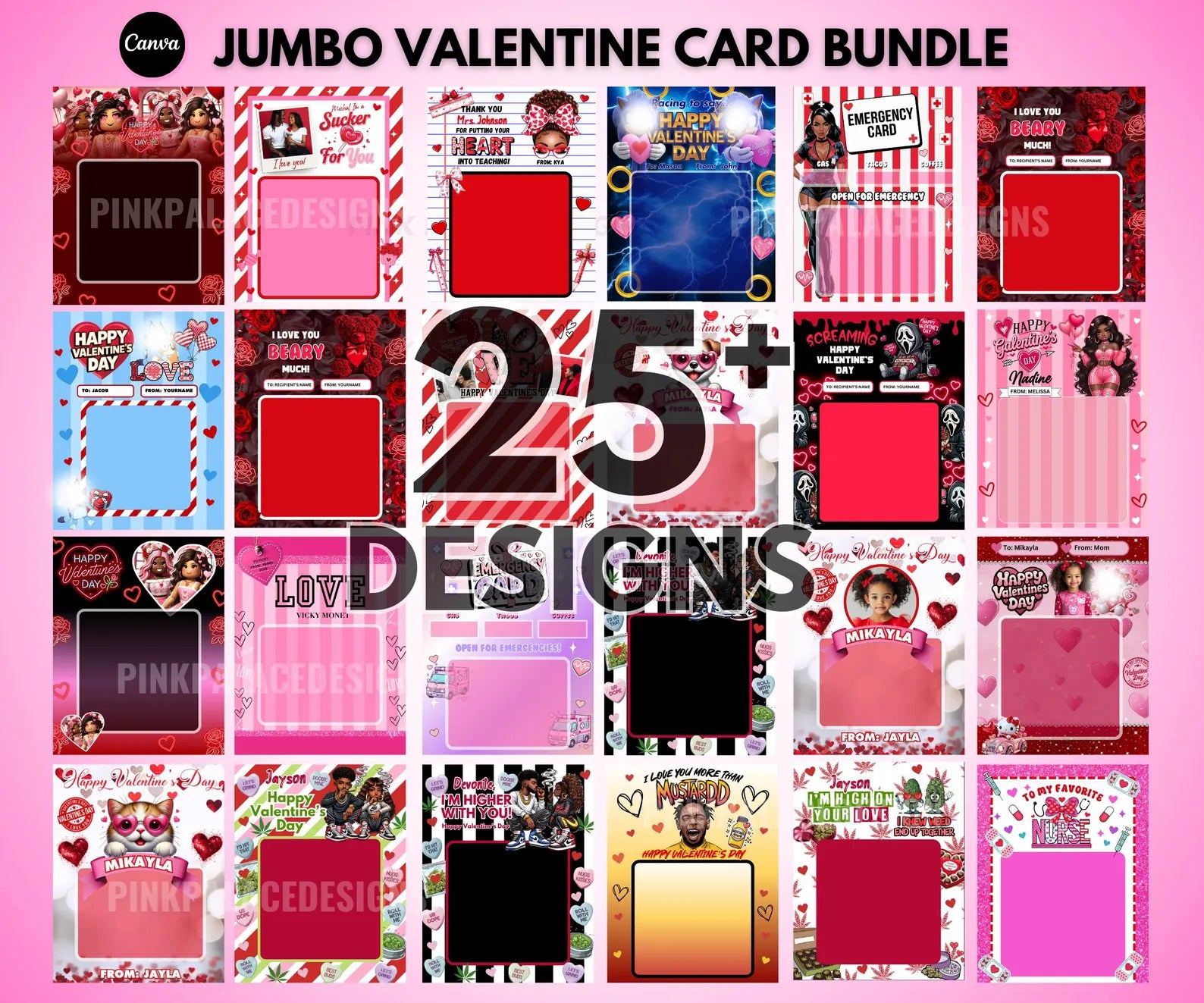 25 Jumbo Valentine Day Card Bundle